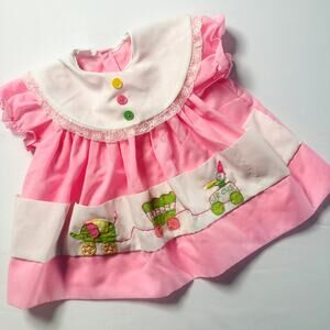 Vintage Circus Train Egg Apron Pocket Bib Dress Sz 6-12mo